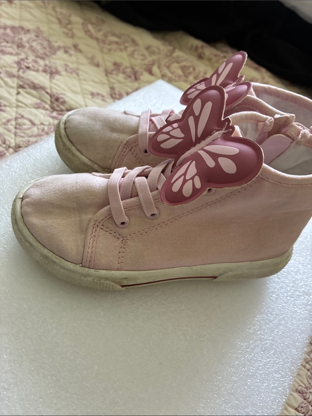 Carter's Light Pink High-Top Sneakers with Butterfly Accents